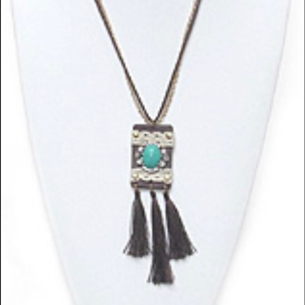 Turquoise leather necklace